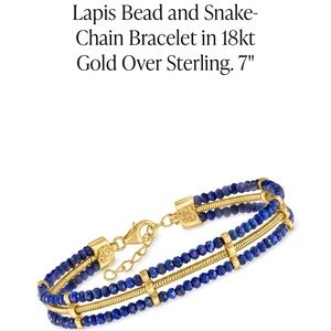 Ross Simon Lapis Bead and Snake-Chain Bracelet in Gold Over Sterling